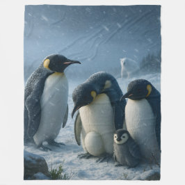 Cobertor De Velo Imperador, família de pinguins e filhote neve árti