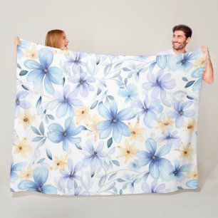 Cobertor De Velo impermeável floral azul de aquarela
