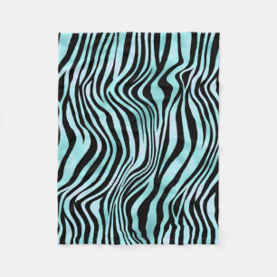 Cobertor De Velo Impressão Animal Azul Brilhante Pele de Zebra Turq