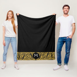 Cobertor De Velo Impressão Animal Personalizada Preto & Dourado