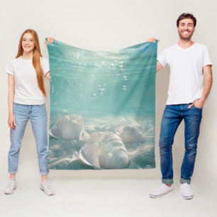Cobertor De Velo Impressão Artística de Concha de Mar Verde Seafoam