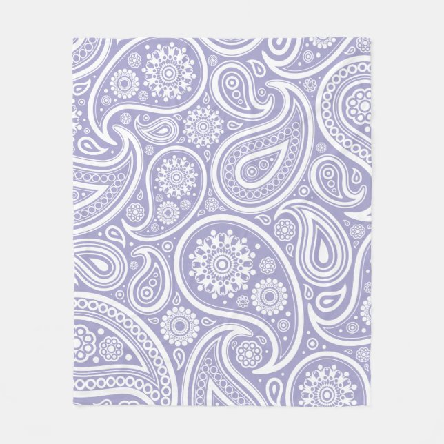 Cobertor De Velo Impressão branco roxo retro de Paisley (Frente)