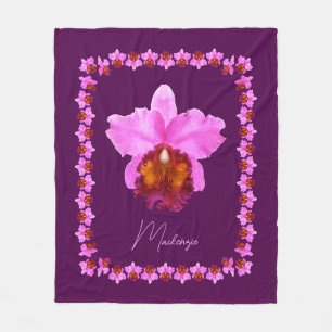 Cobertor De Velo Impressão da Orquídea Cattleya Personalizada