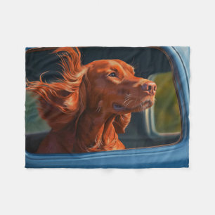 Cobertor De Velo Impressão de Arte de Cachorro Vermelho Apreciando 