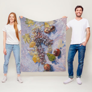 Cobertor De Velo Impressão de Arte de Natureza Morta de Uvas e Maçã