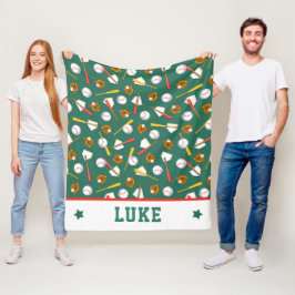 Cobertor De Velo Impressão de Baseball Branco Verde Turf