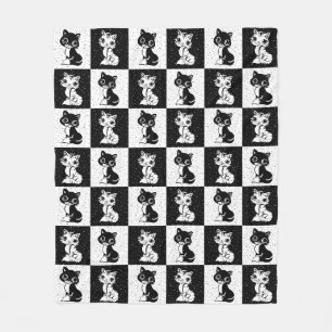 Cobertor De Velo Impressão de Bloco de Monograma Branco Preto