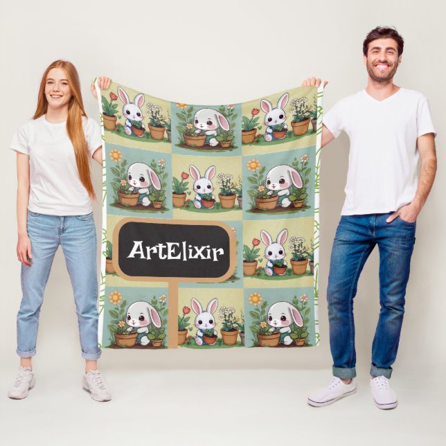 Cobertor De Velo Impressão de Bunny Gardening (In Situ)