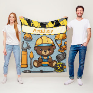 Cobertor De Velo Impressão de Entusiasta de Construção de Urso