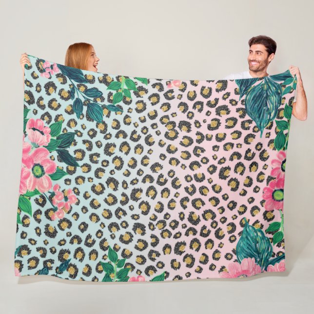 Cobertor De Velo Impressão de Leopard com Brilho Rosa Ombre (In Situ)