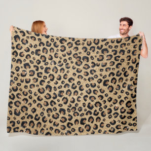 Cobertor De Velo Impressão de Leopardo Negro brilhante Dourado Ele