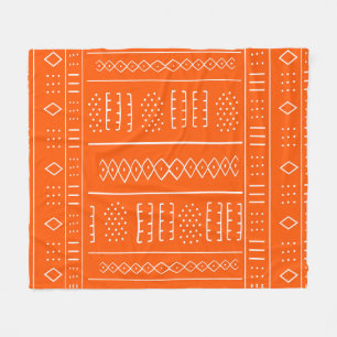 Cobertor De Velo Impressão de Mudcloth Laranja Africano