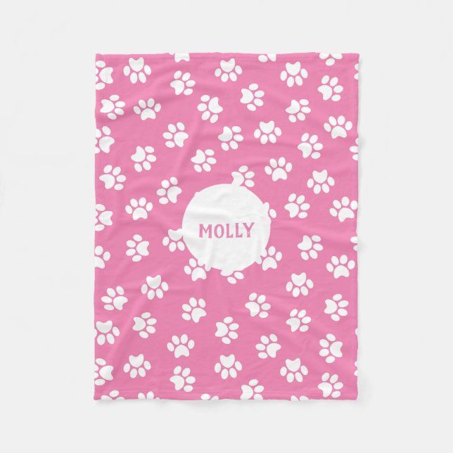 Cobertor De Velo Impressão de Pata Rosa (Frente)