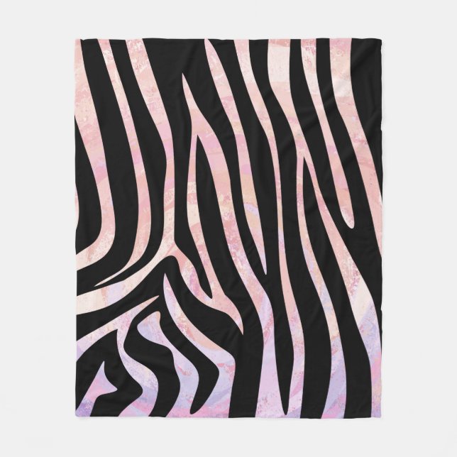 Cobertor De Velo Impressão de Zebra Preta e Rosa (Frente)