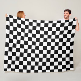Cobertor De Velo Impressão digital de xadrez preto e branco