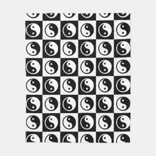 Cobertor De Velo Impressão do bloco Zen Yin-yang, branco preto, mar
