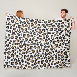 Cobertor De Velo Impressão Elegante, Dourada, de Leopardo Preto-Ne