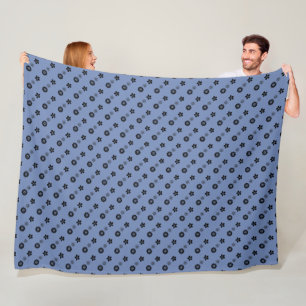 Cobertor De Velo Impressão floral preto em azul