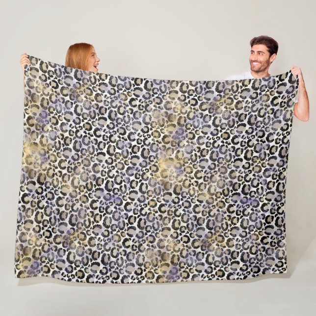 Cobertor De Velo Impressão Leopardo Dourada Roxo (In Situ)