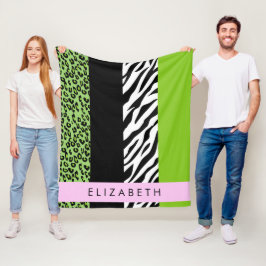 Cobertor De Velo Impressão Leopardo, Impressão Zebra, Verde, Seu No
