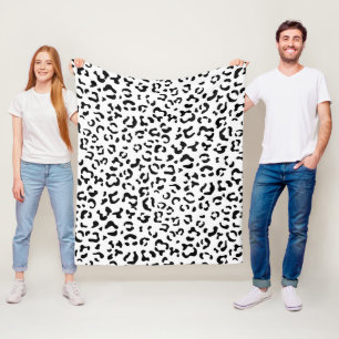 Cobertor De Velo Impressão Leopardo, Manchas Leopardo, Preto E Bran
