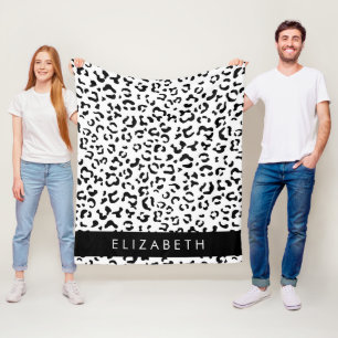 Cobertor De Velo Impressão Leopardo, Manchas, Preto E Branco, Seu N
