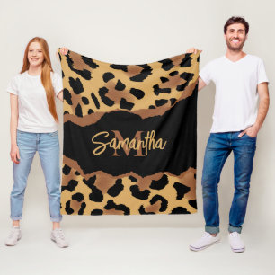 Cobertor De Velo Impressão Leopardo Monograma Cujo Leopardo É Corta