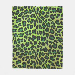 Cobertor De Velo Impressão Preto-Leopardo e Verde