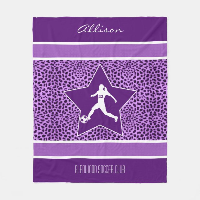 Cobertor De Velo Impressão roxo personalizado da chita do futebol (Frente)