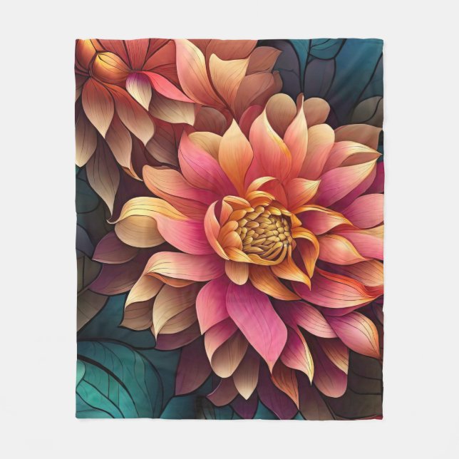Cobertor De Velo Impressionista Pink Dahlia (Frente)