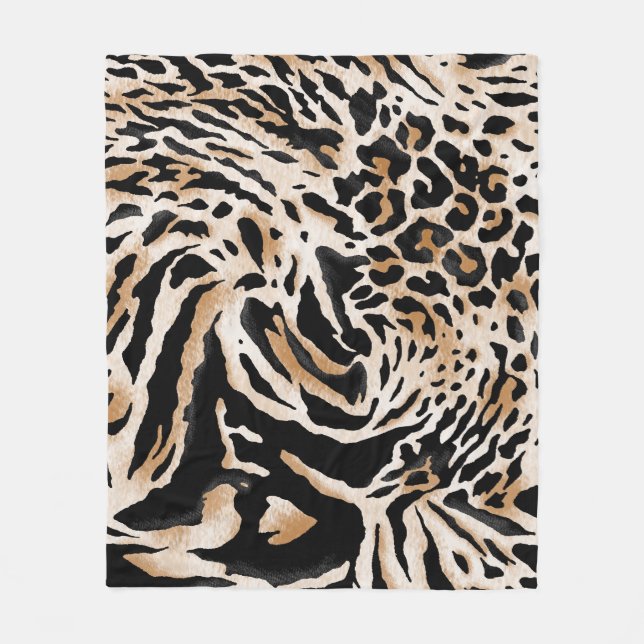 Cobertor De Velo Impressões Animais: Leopardo Zebra Tiger (Frente)