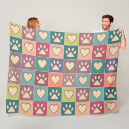 Cobertor De Velo Impressões e corações de pata de algodão