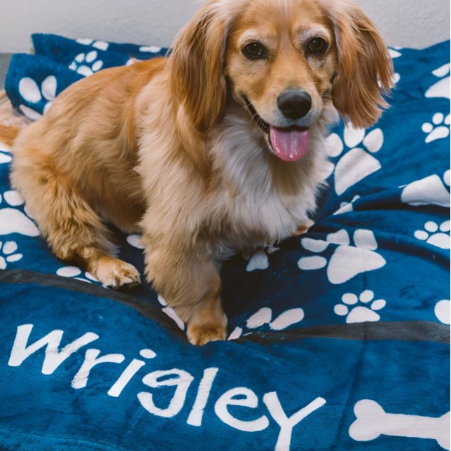 Cobertor De Velo Impressões personalizadas de pata-presente para Mã (BEST DOG GIFT EVER! Personalized cozy dog blankets. Select your fave color and add your pups name.)
