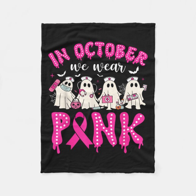 Cobertor De Velo In October We Wear Nk Ribbon Ghost Nurse Halloween (Frente)