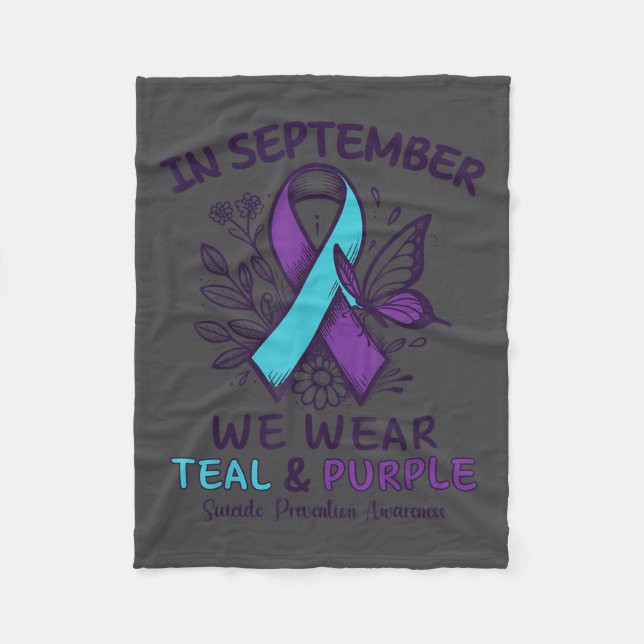 Cobertor De Velo In September We Wear Teal Purple Ribbon Suicide Pr (Frente)
