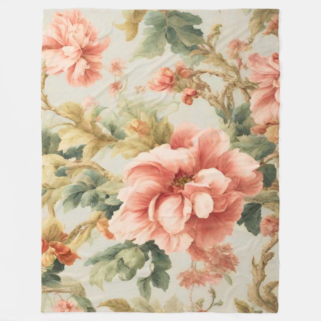 Cobertor De Velo Incríveis Flores, Folhas. Pintura (Frente)