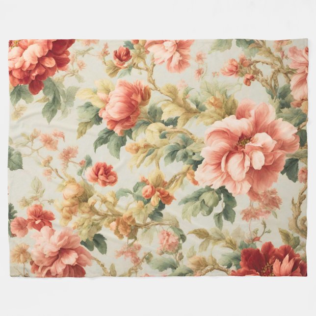 Cobertor De Velo Incríveis Flores, Folhas. Pintura (Frente (Horizontal))