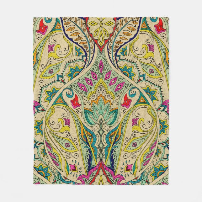 Cobertor De Velo India seamless paisley pattern, decorative border. (Frente)