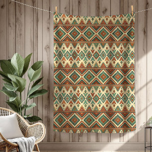 Cobertor De Velo Indígenas Étnico Russo Azul de cobre