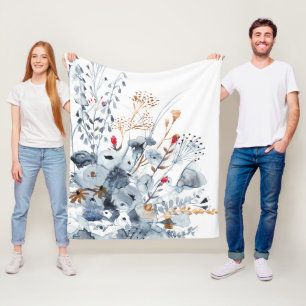 Cobertor De Velo Indigo & Ochre - Flores de Aquarela