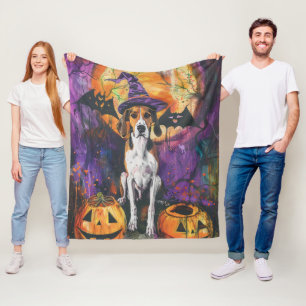 Cobertor De Velo Inglês Americano Foxhound Halloween Pumpkin