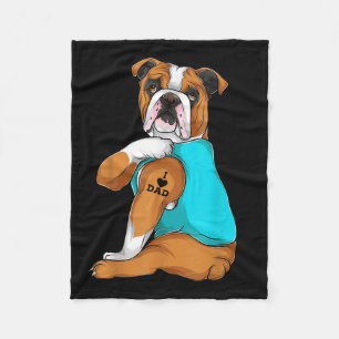 Cobertor De Velo Inglês Buldogue I Love Pai Tattoo Roupa, Pai De Ca