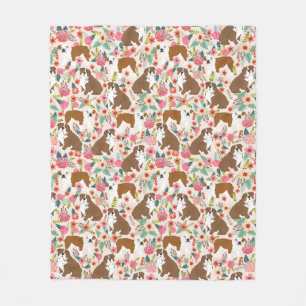 Cobertor De Velo Inglês Bulldogs Padrão floral de cães
