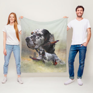 Cobertor De Velo Inglês setter com faisões, arte