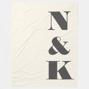 Cobertor De Velo Iniciais de Monograma Moderno Negros de Creme Negr