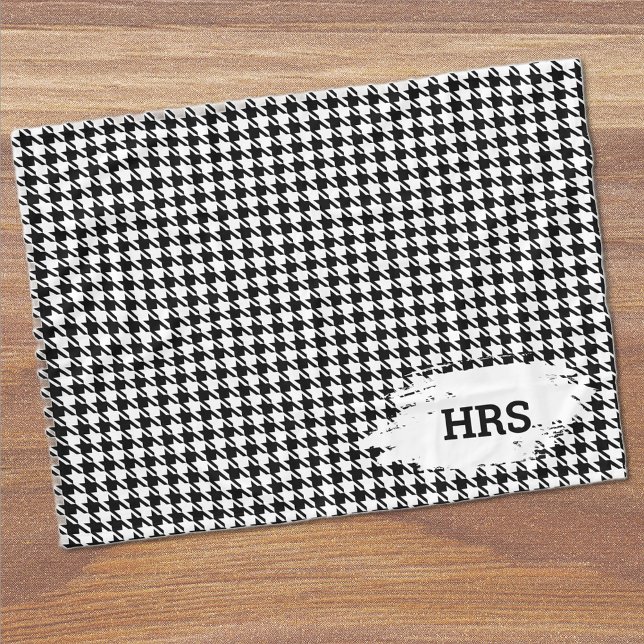 Cobertor De Velo Iniciais Monogramadas Preto e Branco Fleece Xadrez (Criador carregado)