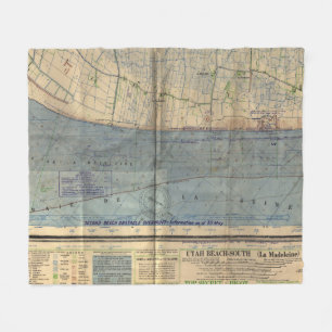 Cobertor De Velo Invasão Mapa do dia D da praia de Utá do vintage
