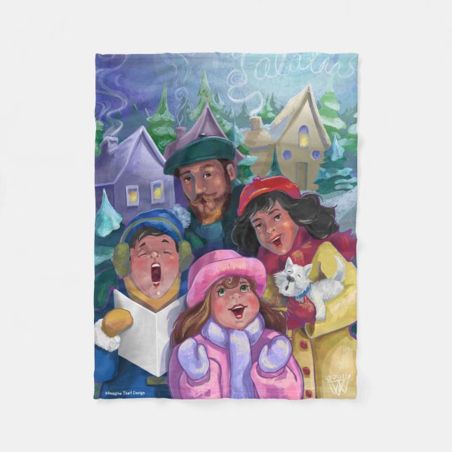 Cobertor De Velo Ir para uma Ilustração de Caroling (Frente)