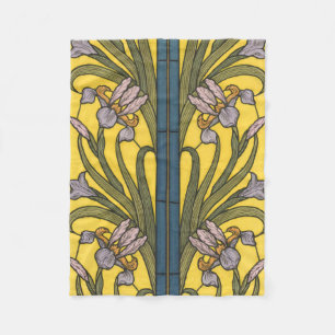 Cobertor De Velo Iris Flor Art Nouveau Vitral Azul Dourado