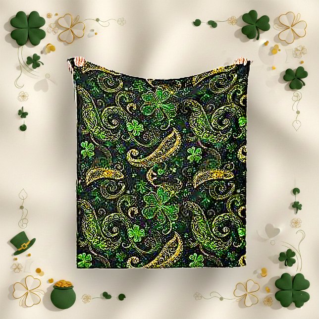 Cobertor De Velo Irish Green Gold Paisley Shamrock Pattern (Criador carregado)